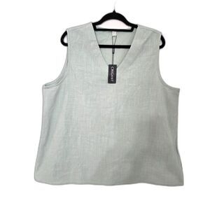 NWT Chigant Womens Sleeveless Tank 100% Cotton in pale green